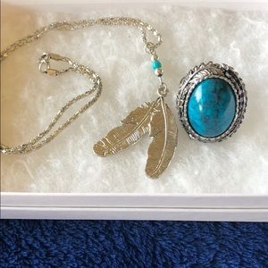 Vintage Native Turquoise Ring & Bonus Necklace